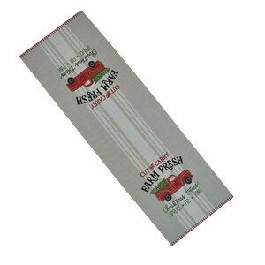 Farmhouse Christmas Table Runner 36 In St. Nicholas Square Cotton Holiday Decor
